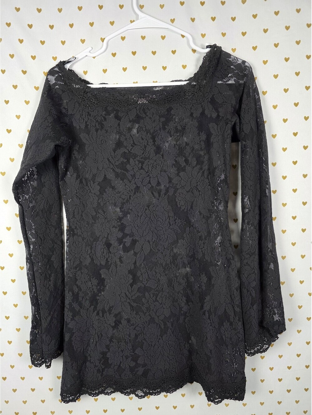 Victorias Secret Vintage Lace Stretchy Little Black DRESS Y2k LARGE